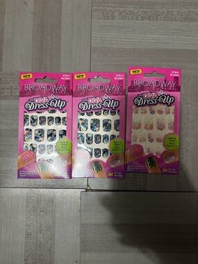 3pk Broadway Nails Diva Dress-Up Nail Strips - Pink Packaging. New